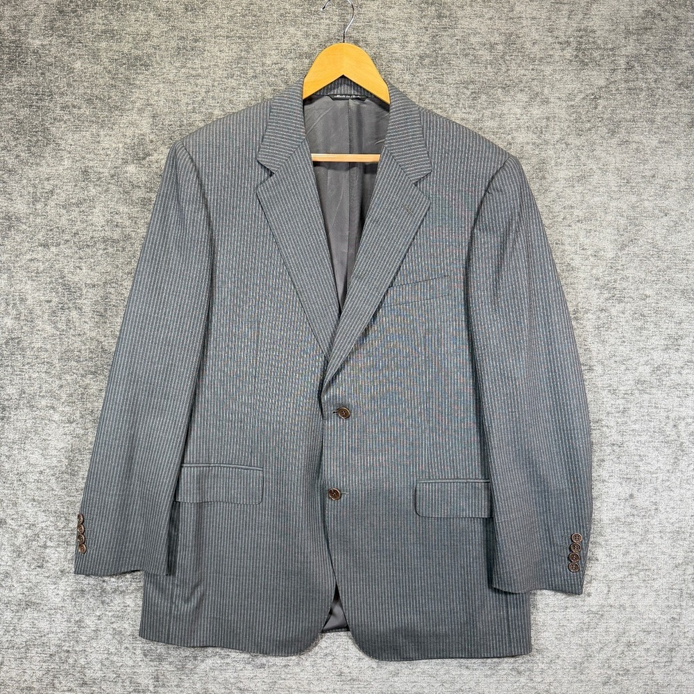 Canali Bloomingdales Blazer Wool Pinstripe Made In Italy Gray Mens 44R